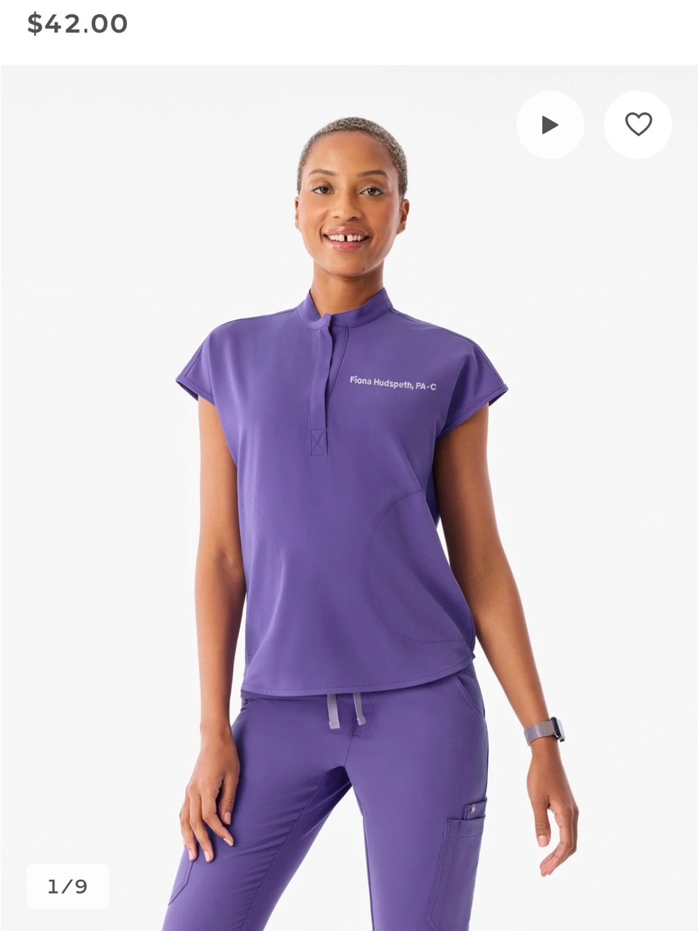 Women's Short-Sleeve Mock-Collar Top in Purple